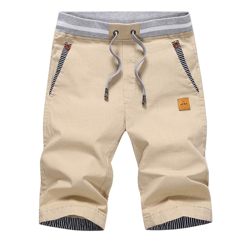 Tansozer Men's Shorts Casual Classic Fit Drawstring Summer Beach Shorts with Elastic Waist and Pockets (Khaki, XXX-Large) - Image 1
